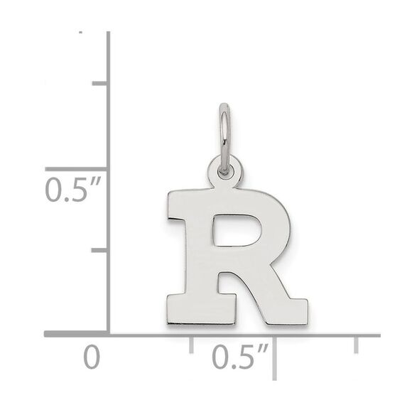 Sterling Silver, Amanda Collection Small Block Style Initial R Pendant - Picture 4 of 5